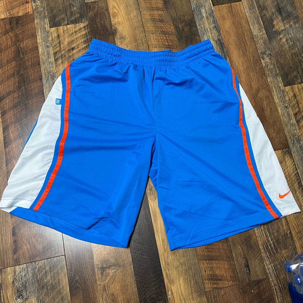 Nike Men's Athletic Shorts in Blue with Orange and White Accents